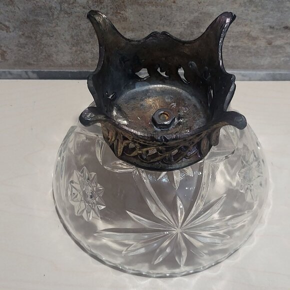 Vintage Clear Glass Compote Dish Metal Base Stand - Picture 6 of 12